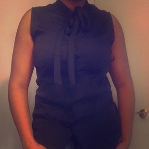 Tied neck button up blouse-Anne Klein